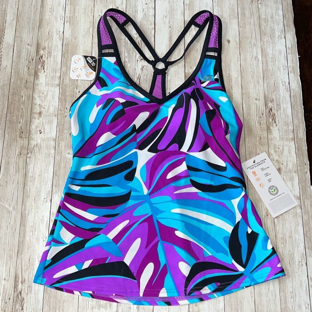 ZeroXposur Racerback UPF 30+ Action Tankini Top NWT Sz XS (6) Quick Dry Stretch‎